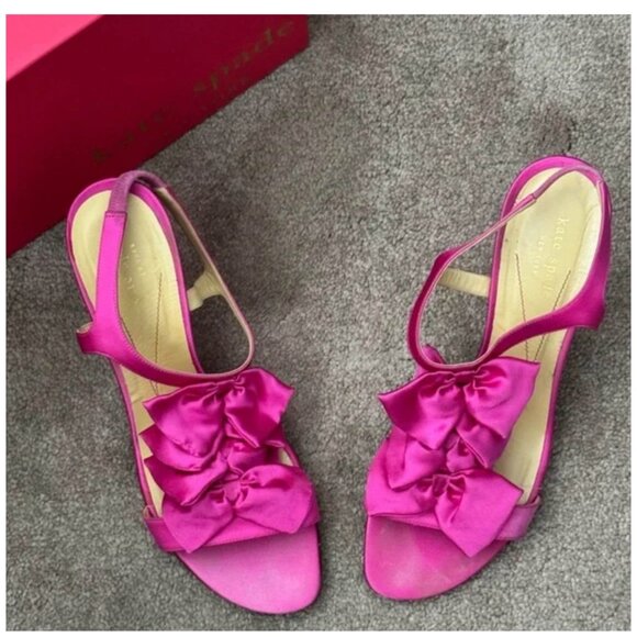 Kate Spade • Lalita Ruffle Bow Heels • Women’s 9.5 • Fuchsia • With Box - Picture 4 of 8